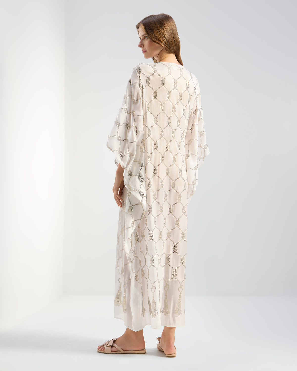 Kaftan with rhinestone tassel embellishment | Beachwear, SS26 Show Collection | Genny
