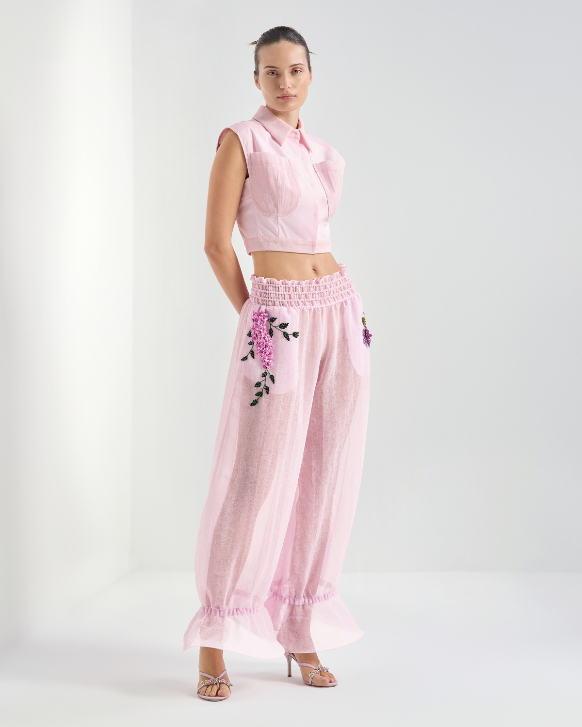 Top gilet con tessuti a contrasto | Collezione Show SS26, Top & Bluse | Genny