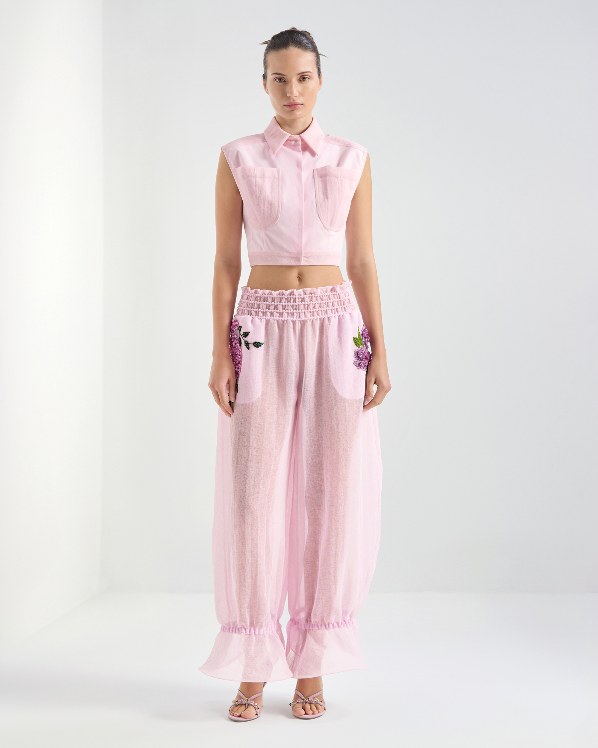 Top gilet con tessuti a contrasto | Collezione Show SS26, Top & Bluse | Genny