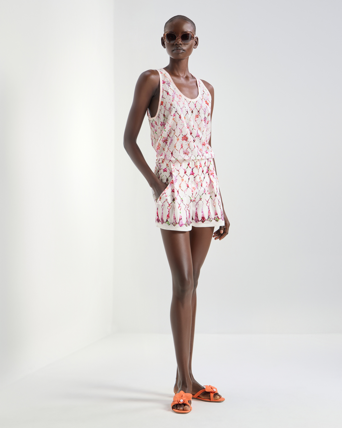 Canotta con stampa nappine e strass | Collezione Show SS26, Top & Bluse | Genny