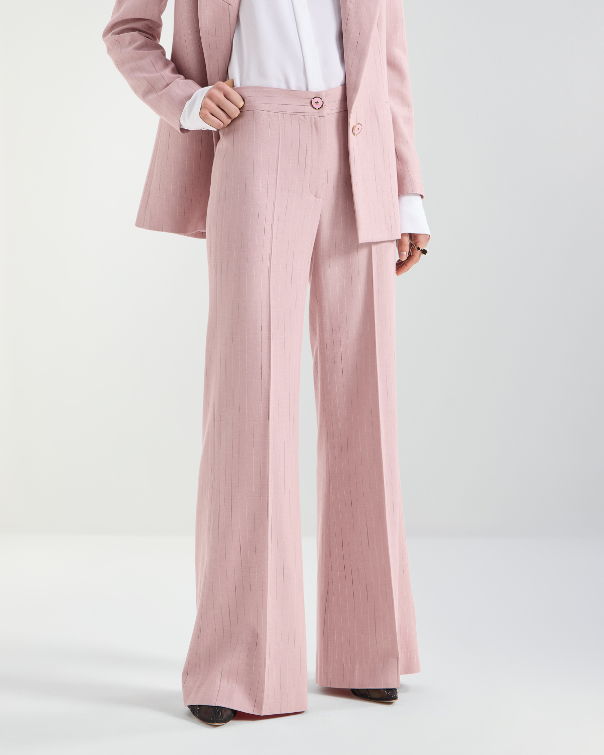 Wide-leg pinstripe trousers | Pre Fall Collection 2026-27, Skirts & Trousers, Trousers | Genny