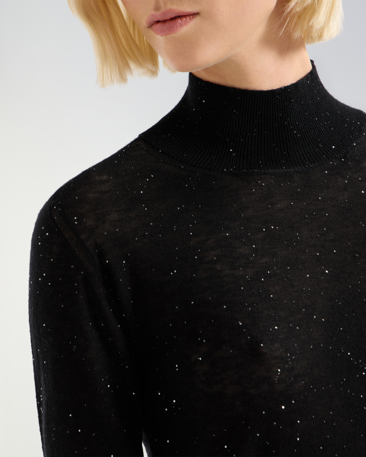 Wool turtleneck with micro sequins | Pre Fall Collection 2026-27, Knitwear | Genny