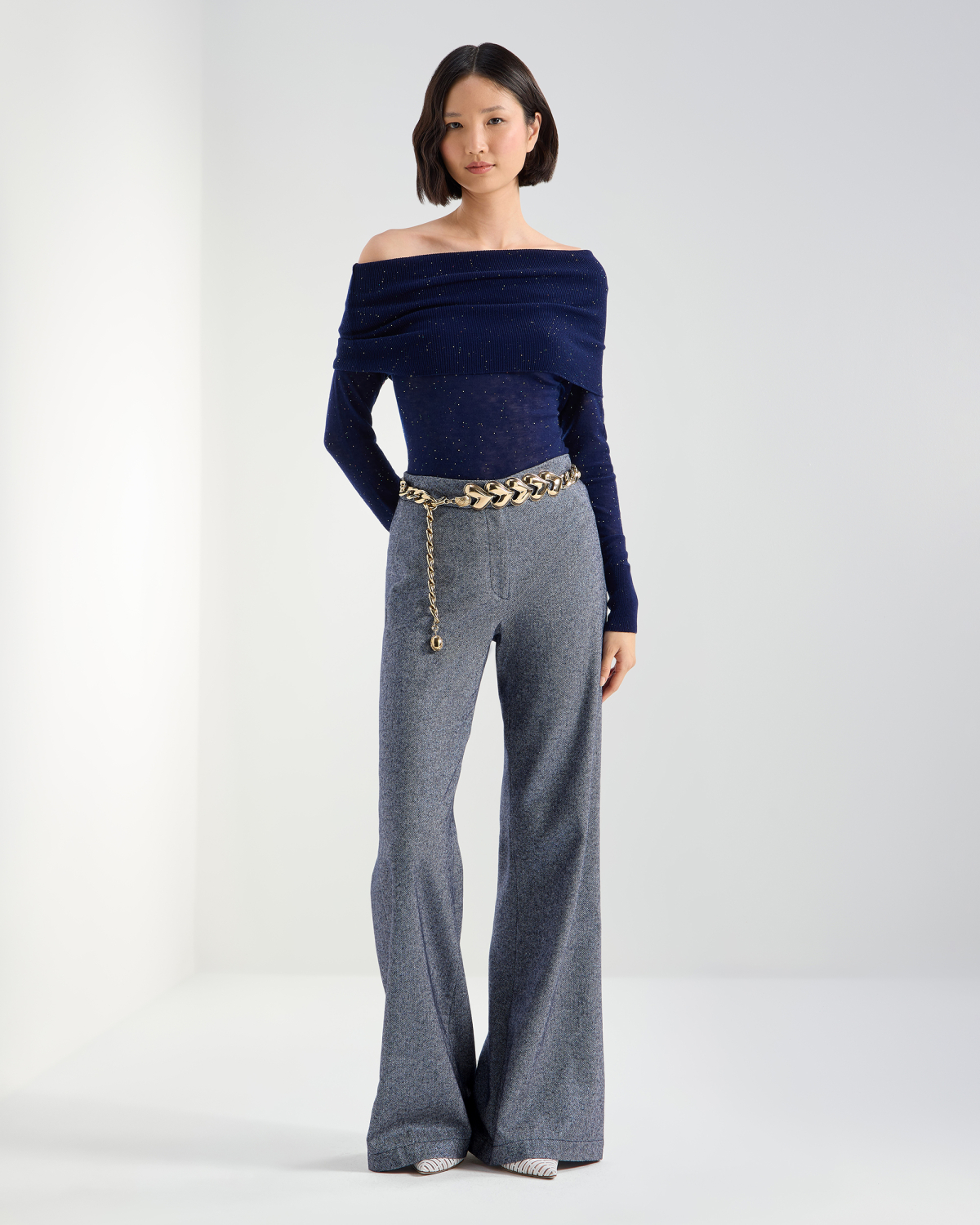 Wool Bardot-neck knit top | Pre Fall Collection 2026-27, Knitwear | Genny