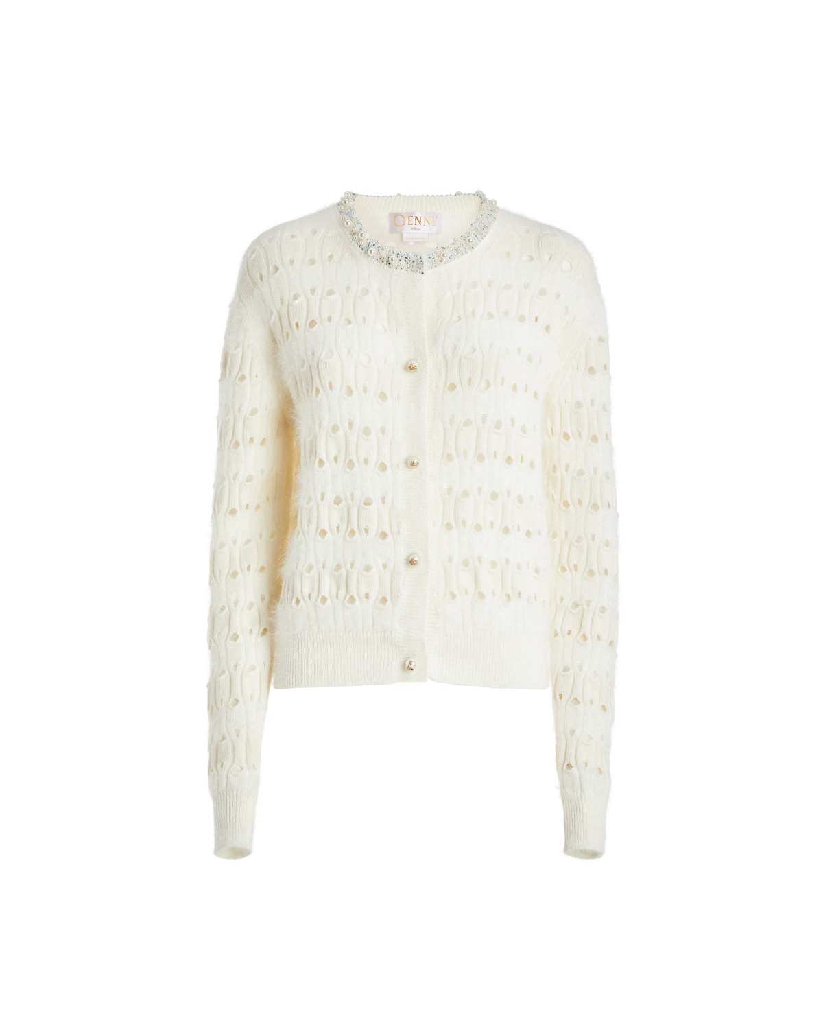 Embroidered fine yarn cardigan | Pre Fall Collection 2026-27, Knitwear | Genny