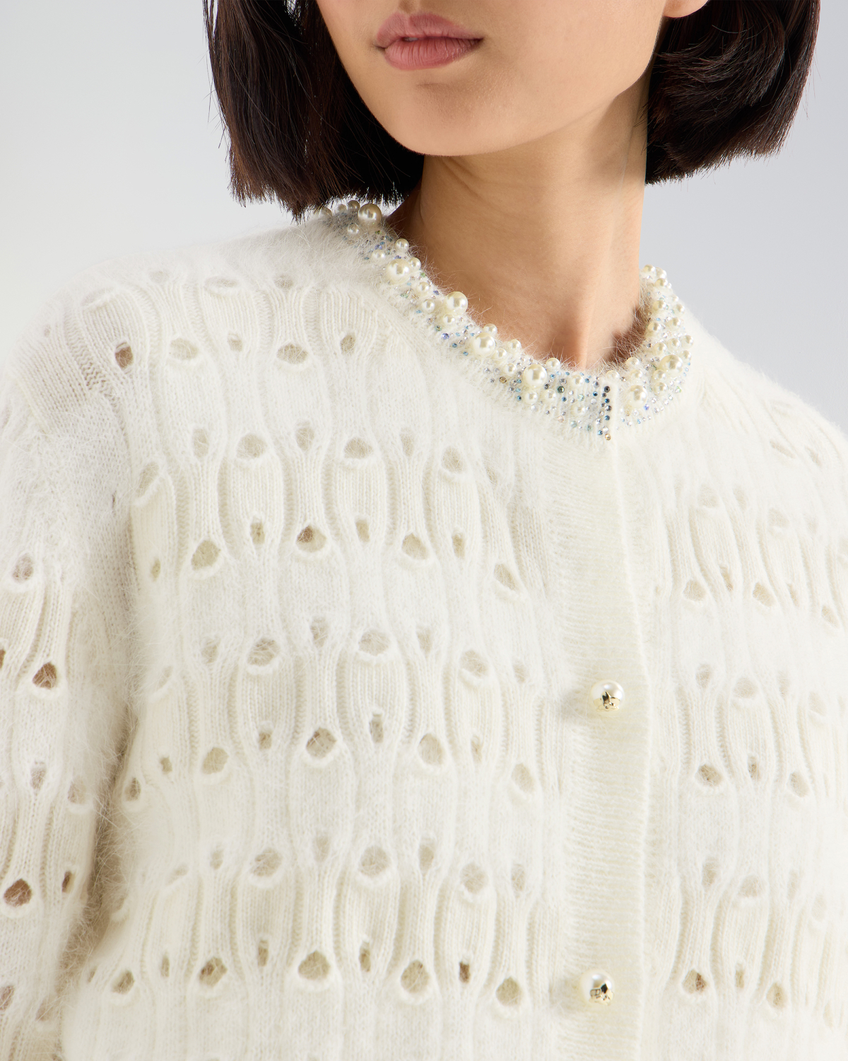 Embroidered fine yarn cardigan | Pre Fall Collection 2026-27, Knitwear | Genny