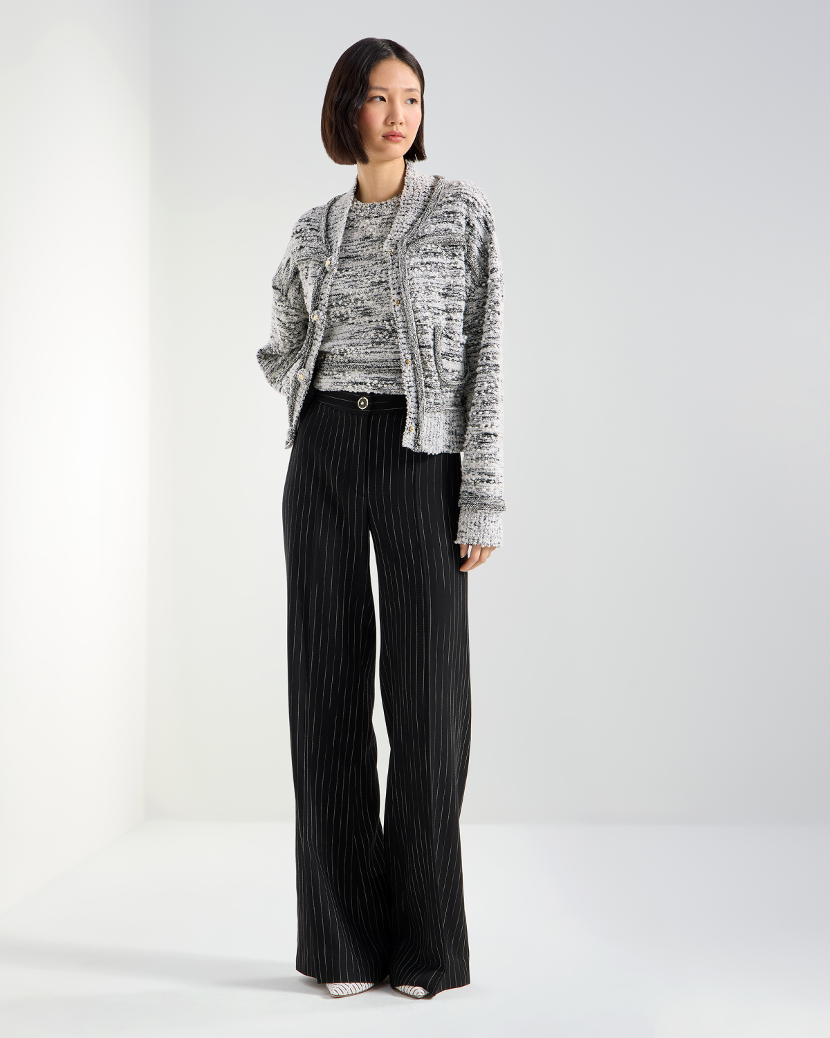 Sleeveless bouclé knit top with sequins | Pre Fall Collection 2026-27, Knitwear | Genny