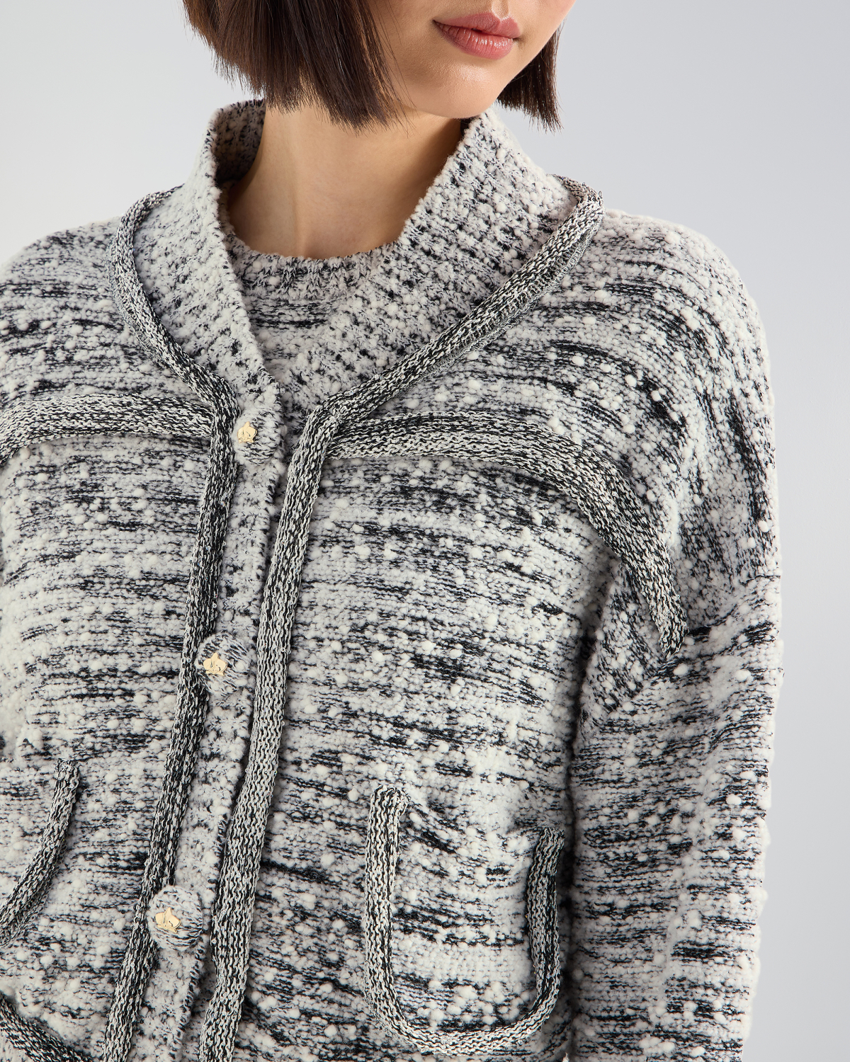 Bouclé knit cardigan with sequins | Pre Fall Collection 2026-27, Knitwear | Genny