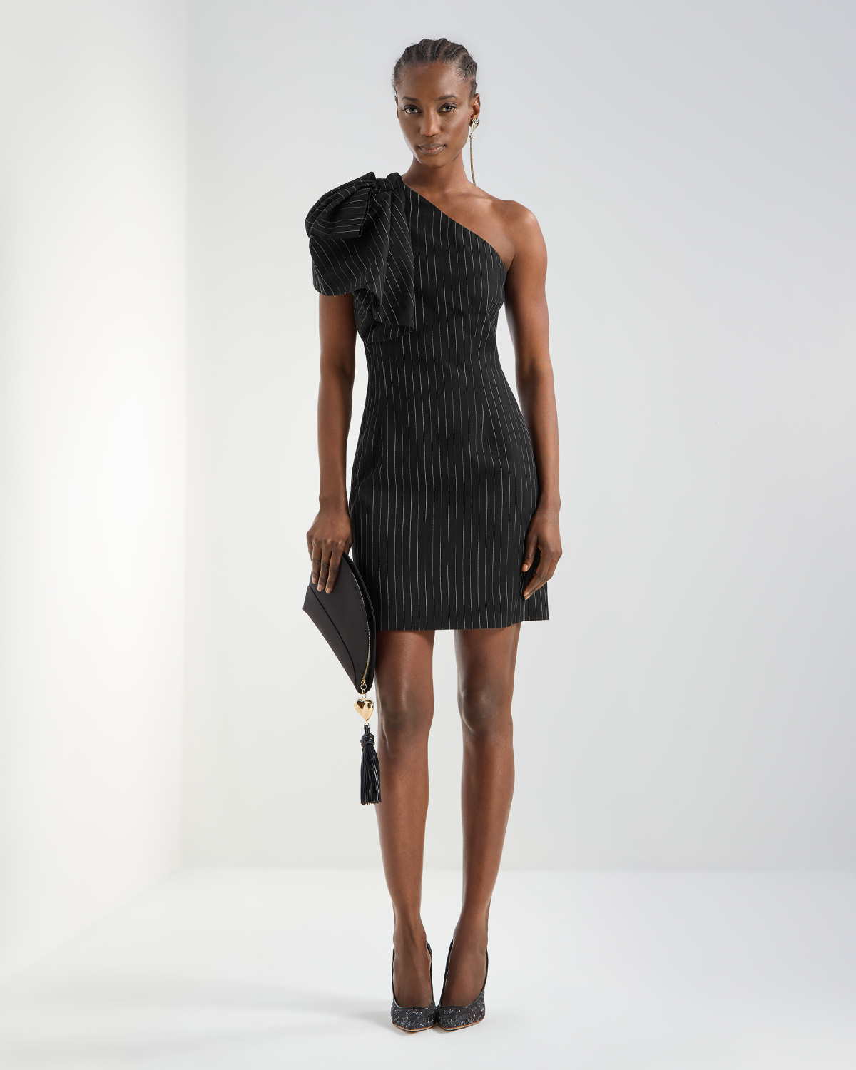 One-shoulder mini pinstripe dress | Pre Fall Collection 2026-27, Dresses & Jumpsuits, Evening and Cocktail dresses, Daily dresses | Genny