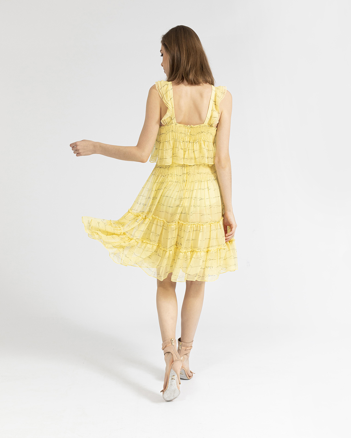 Light yellow ruched silk dress | -40% | Genny