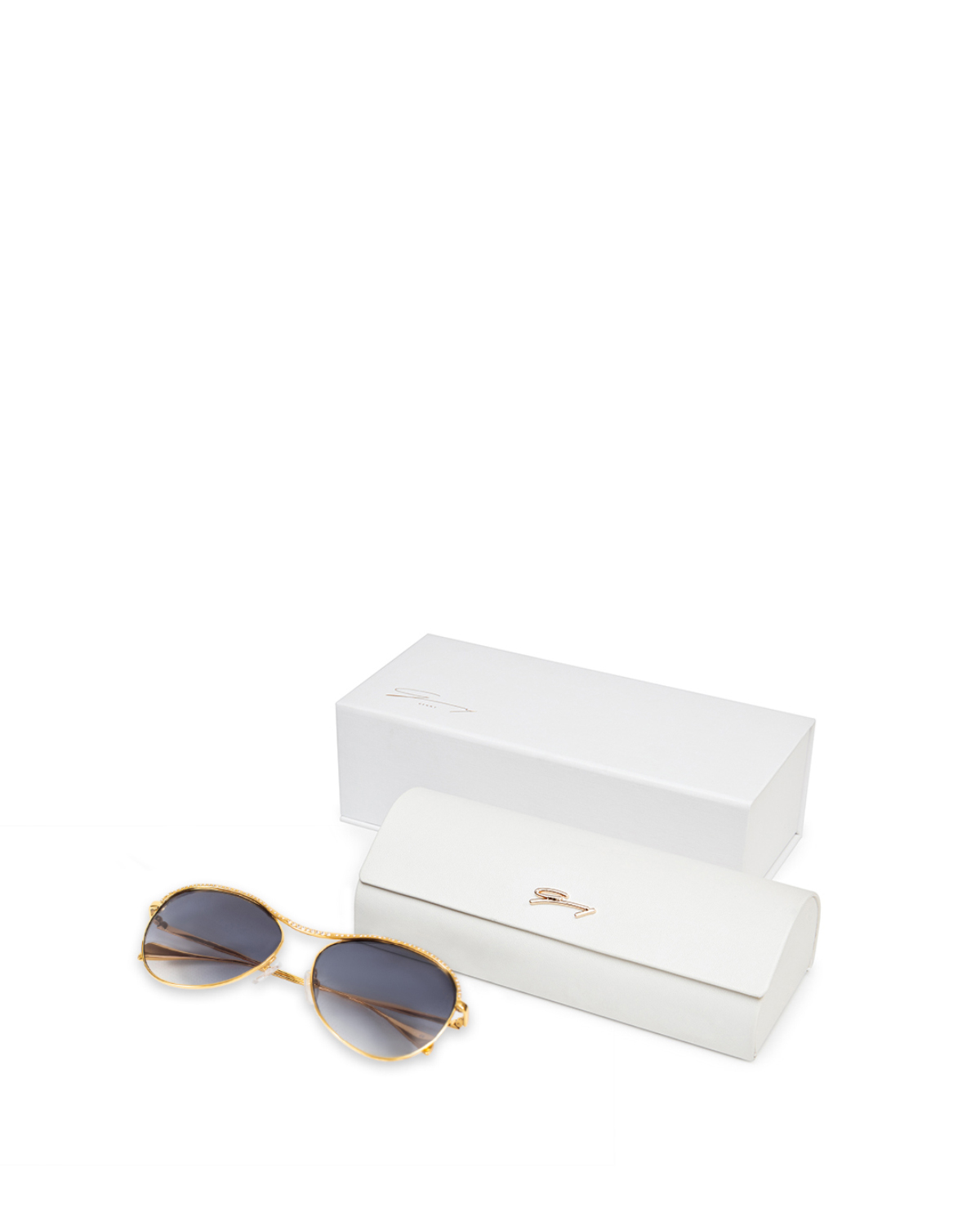 Glittering gold round-frame sunglasses | Accessories, Sunglasses | Genny