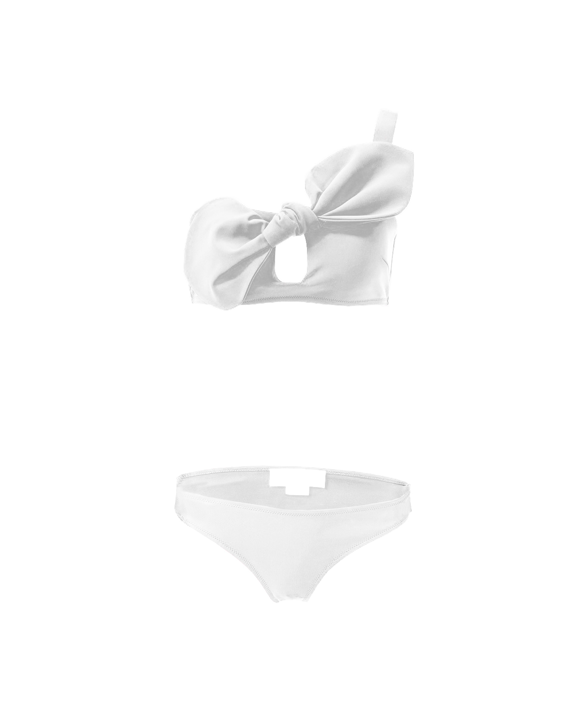 White bow-detailed one-shoulder bikini | Swimwear | Genny
