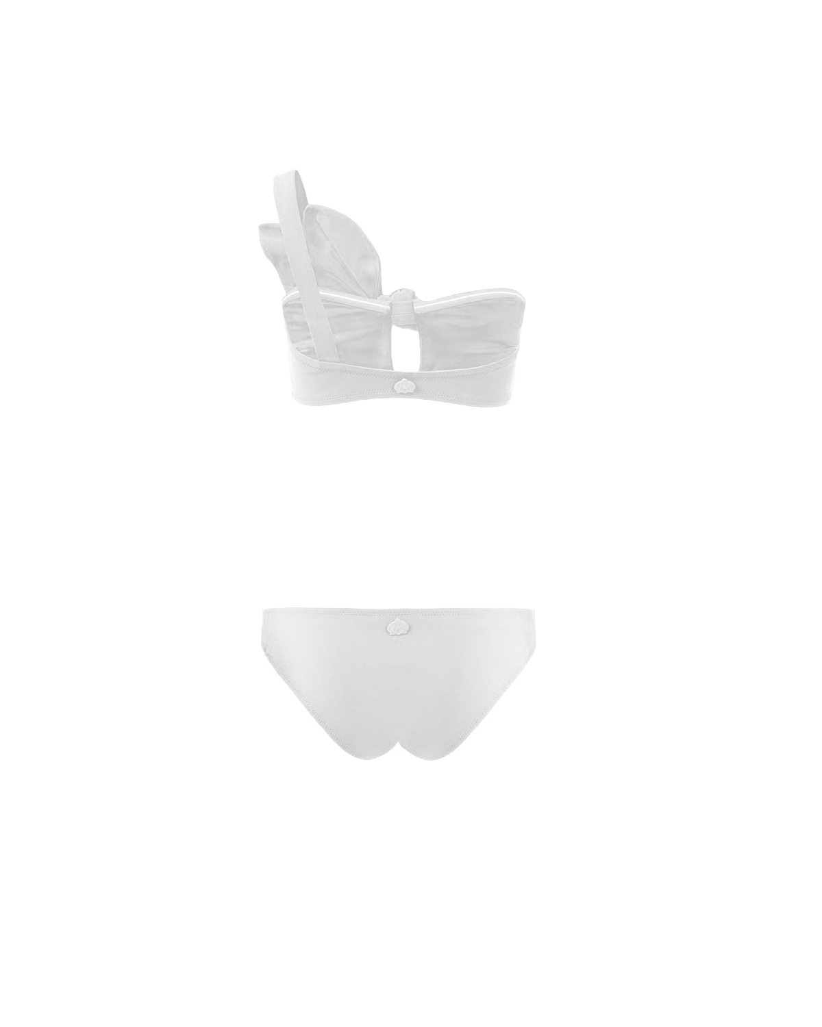 White bow-detailed one-shoulder bikini | Swimwear | Genny