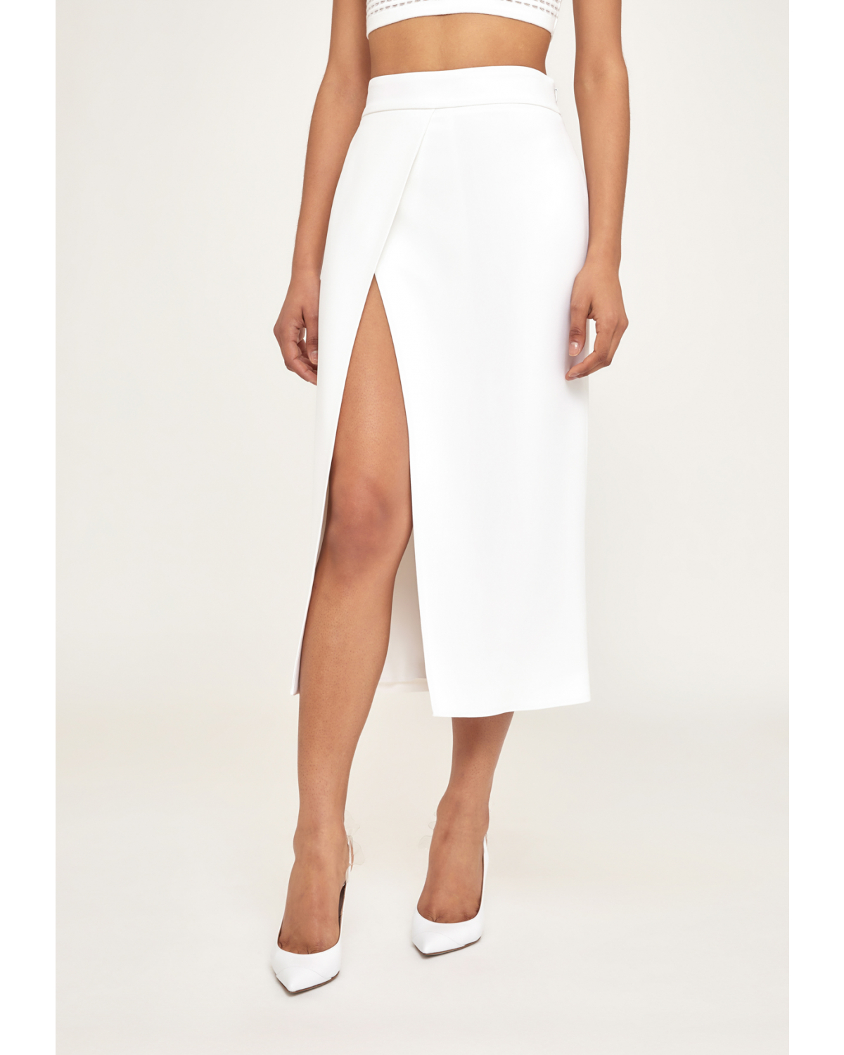 Cady stretch midi white skirt | | Genny