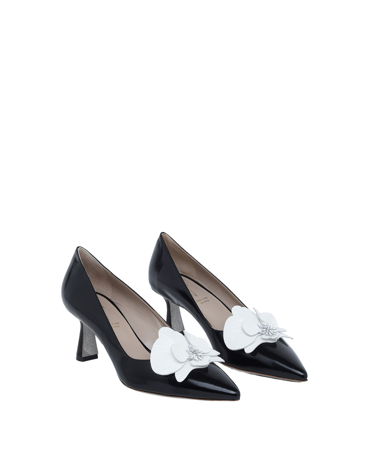 Black patent-leather pumps with orchid | Party Collection, -30% | Genny