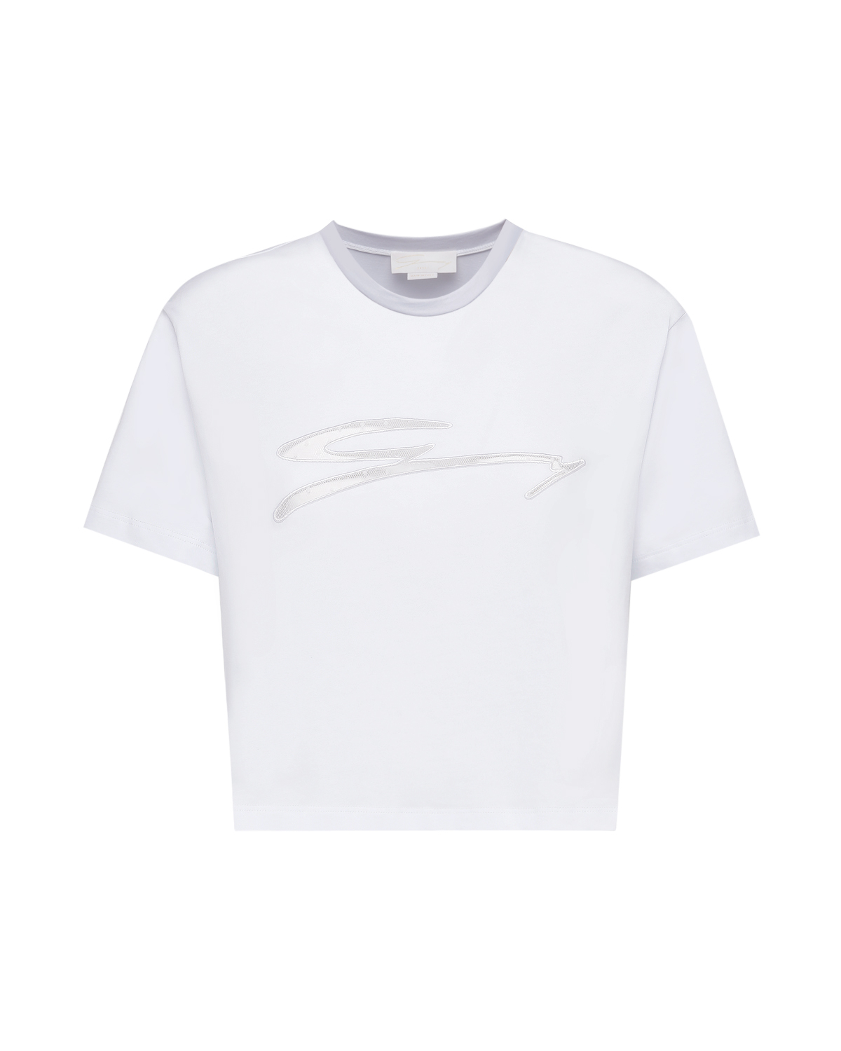 White cropped logo embroidered t-shirt | This week new arrivals | Genny