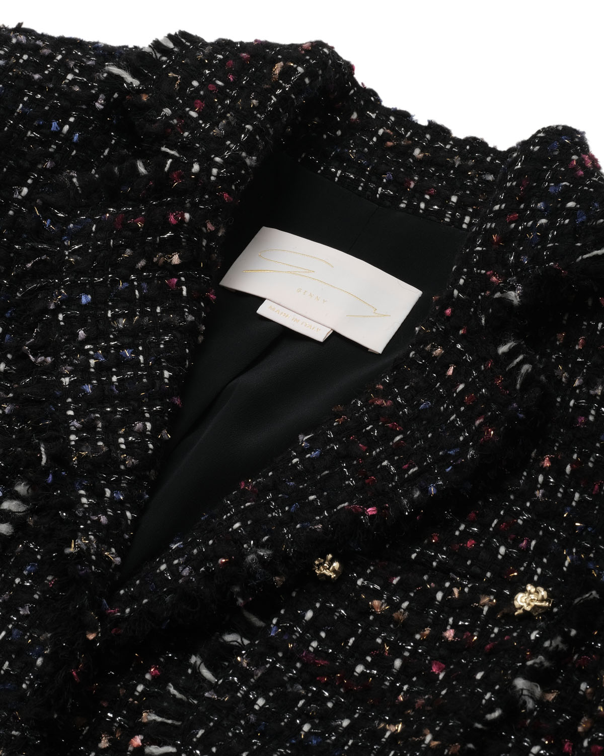 Black jacquard lamé-trimmed blazer | This week new arrivals | Genny