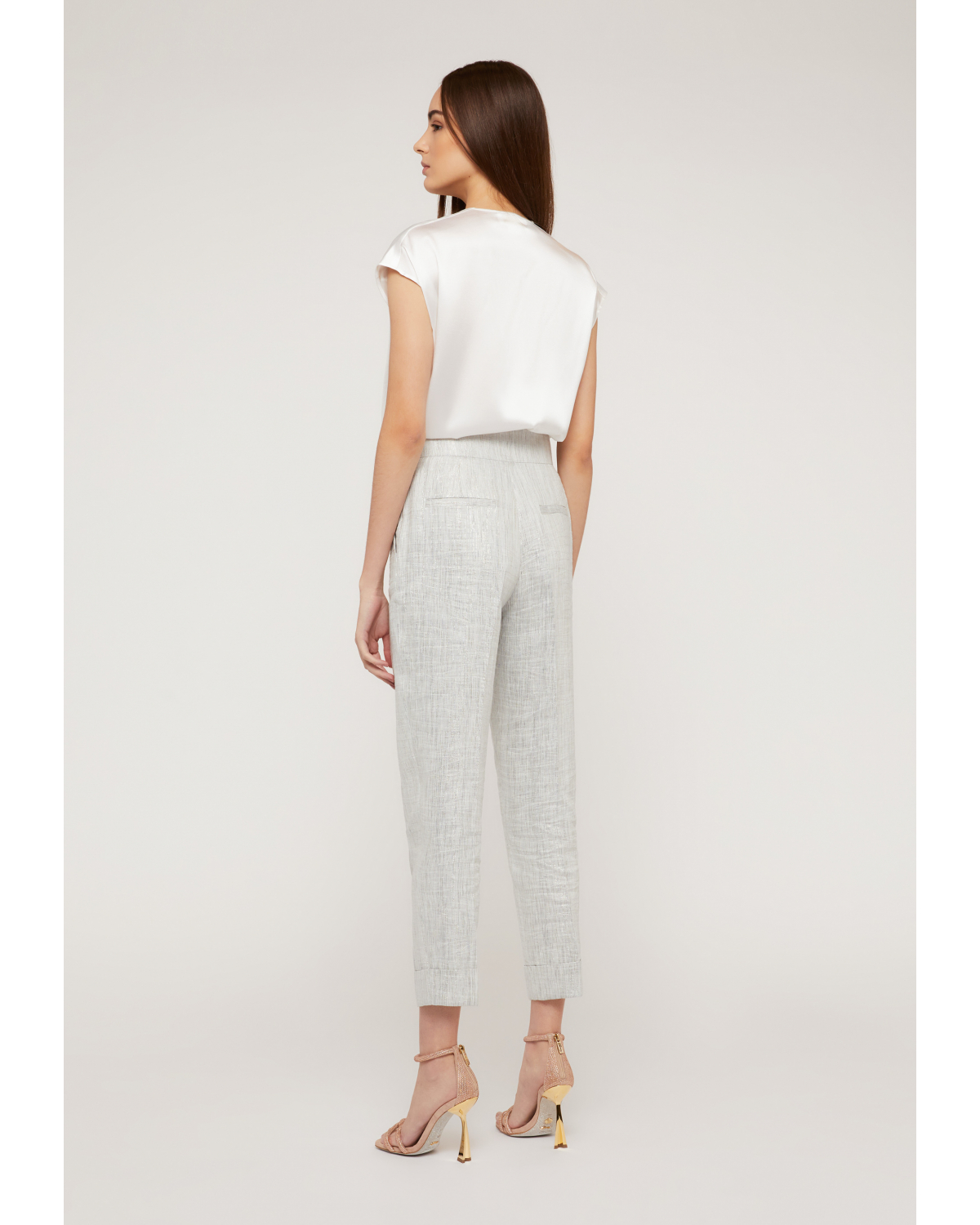 Linen cuffed white trousers | 73_74, Mid season sale -40%, Summer Sale | Genny