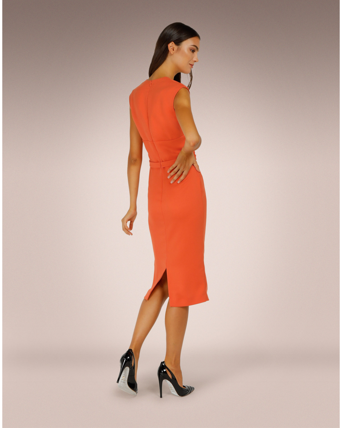 Orange pussy-bow cocktail dress | -40% | Genny