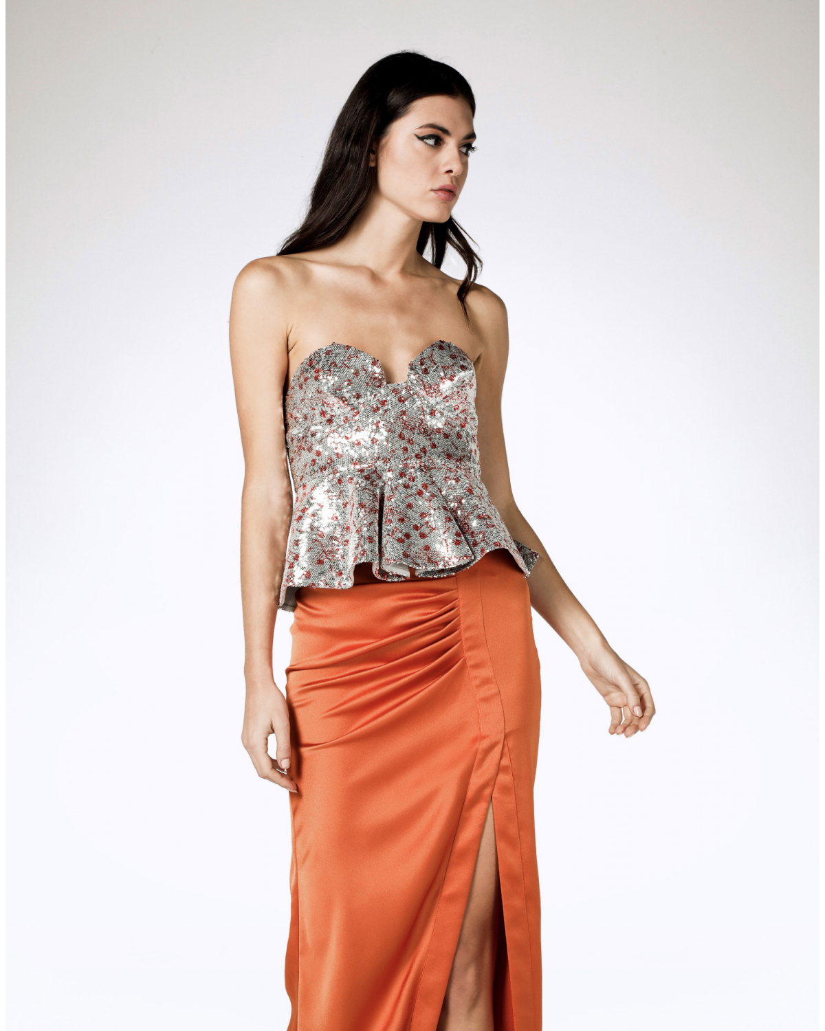 Peplum sequined bustier top | Temporary Flash Sale | Genny