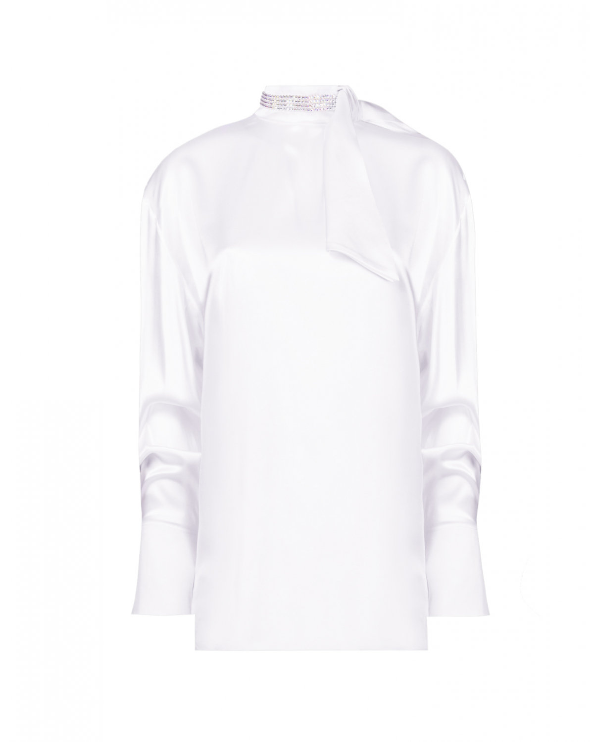 White satin silk blouse with rhinestones | -40%, Sale | Genny