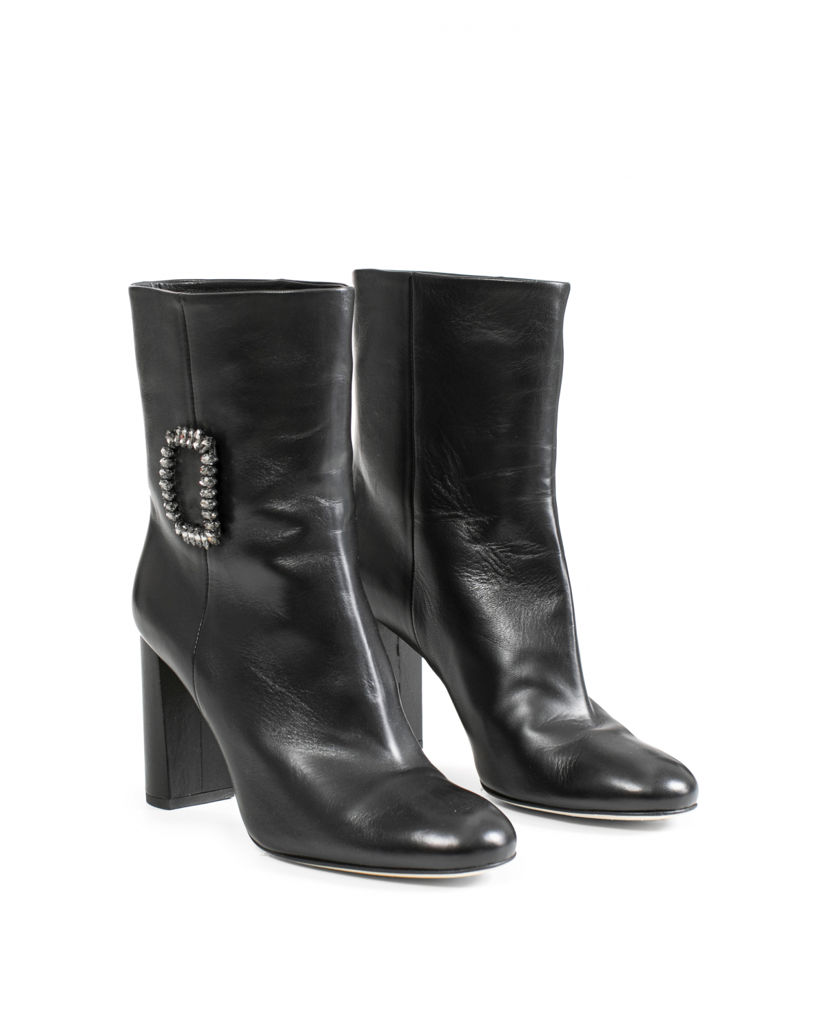 Black leather ankle boots with buckle | Accessories, Sale, -40% | Genny