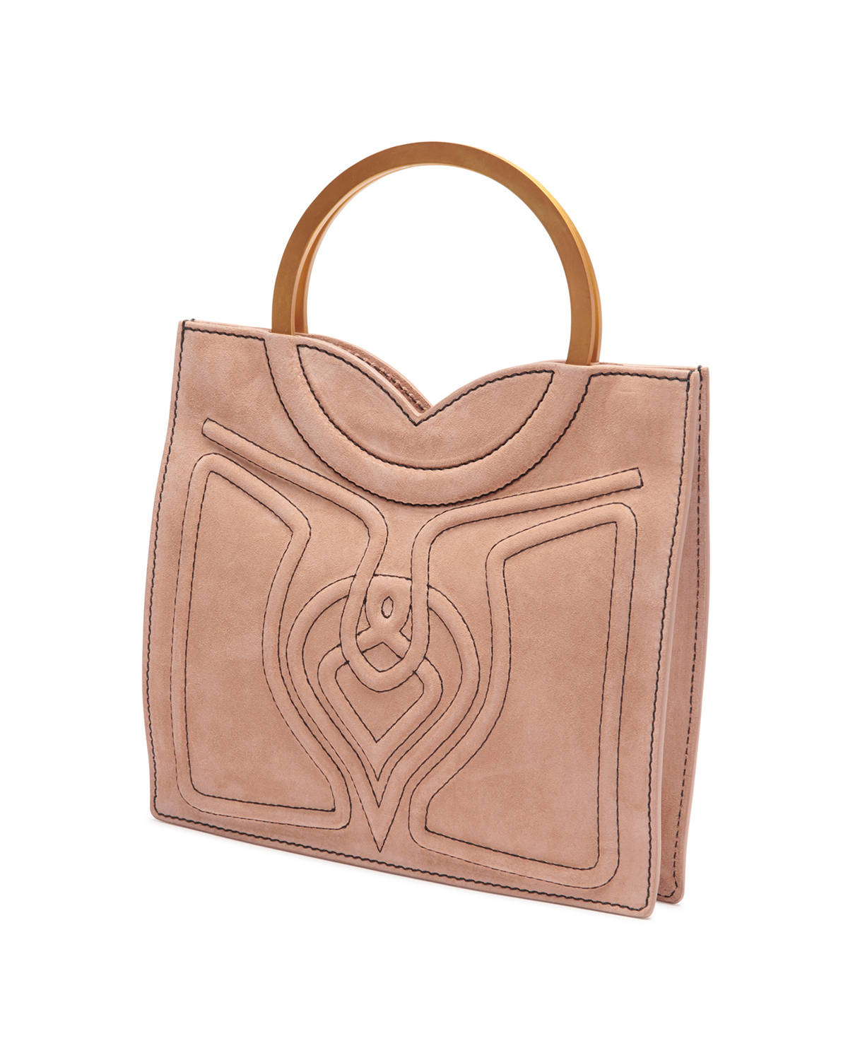 Mini pink suede bag with embossed embroidery | Temporary Flash Sale | Genny
