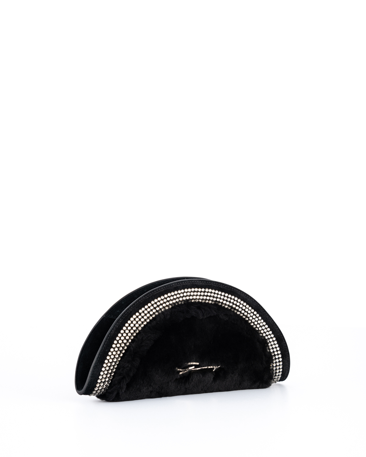 Black Angelica leather pochette with rhinestones | Accessories, Sale, -40% | Genny