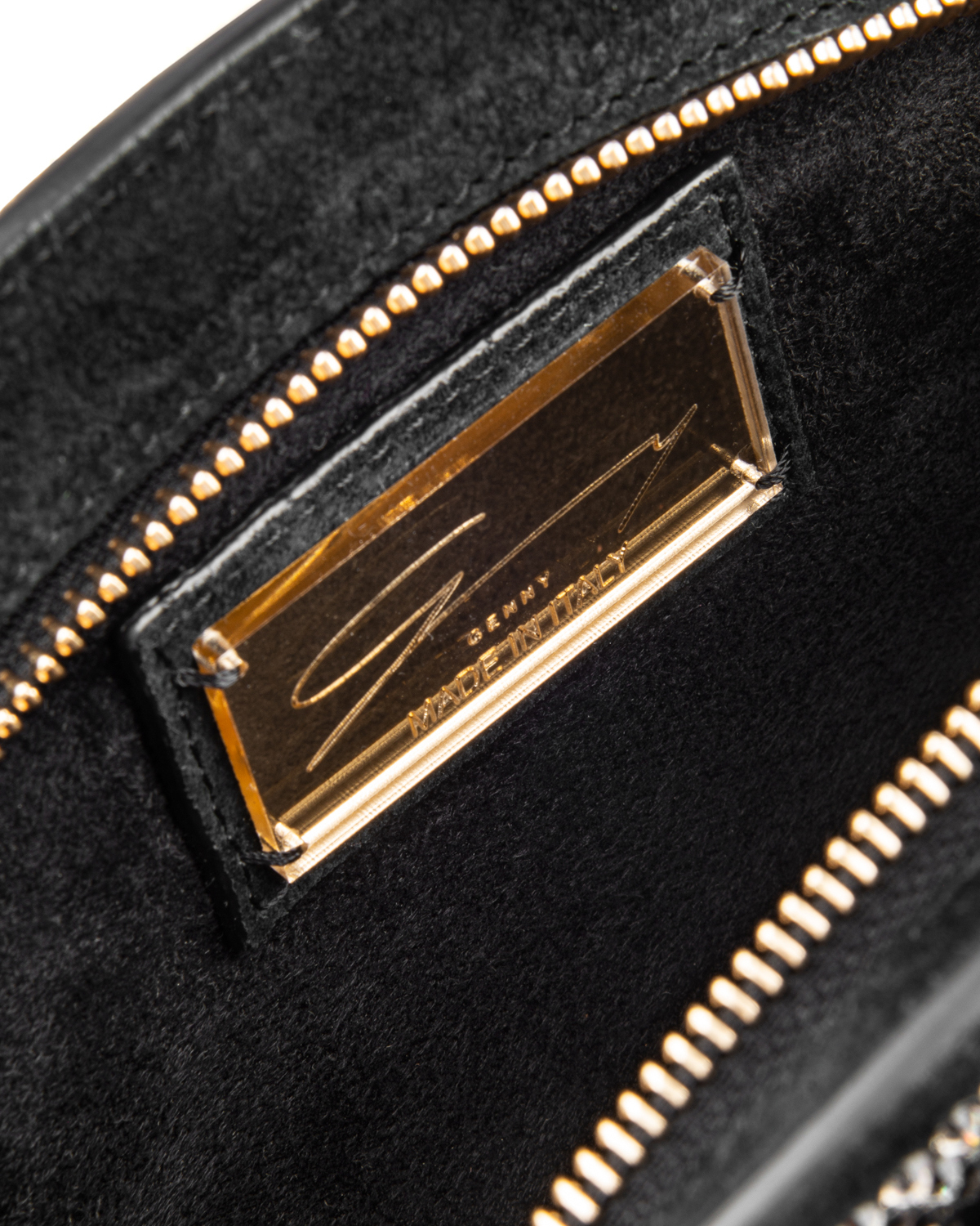 Black Angelica leather pochette with rhinestones | Accessories, Sale, -40% | Genny