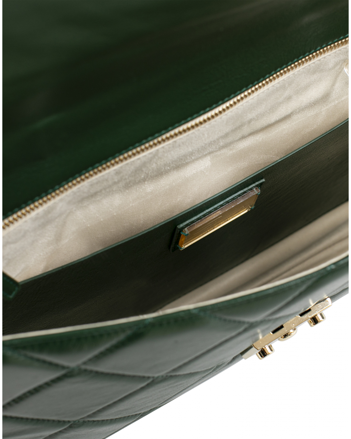 Green leather folder quilted with diamonds | Accessories, Sale, -40% | Genny