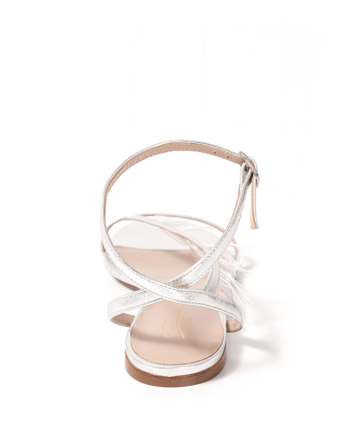 White leather low sandals with PVC inserts | Temporary Flash Sale | Genny