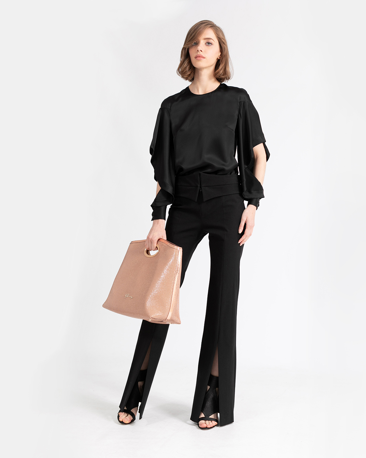 Ruched-sleeve satin blouse | Temporary Flash Sale | Genny
