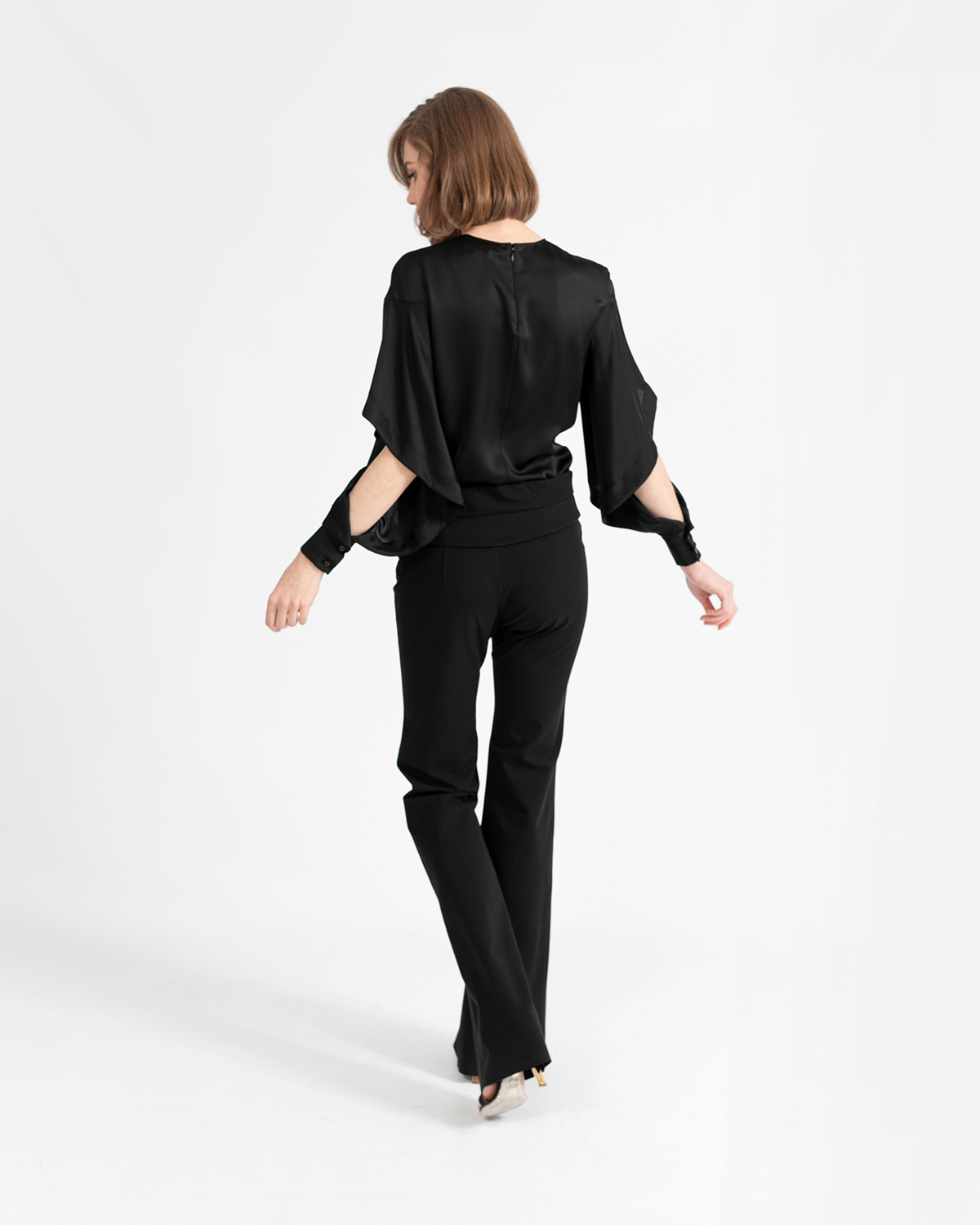 Ruched-sleeve satin blouse | Temporary Flash Sale | Genny